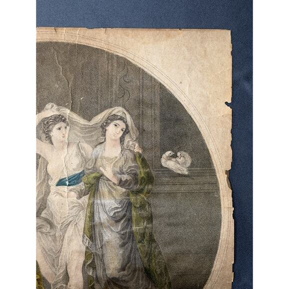 1776 Ryland Engraving After Angelica Kauffman Venus Helen Paris Hand Colored - Picture 3 of 13